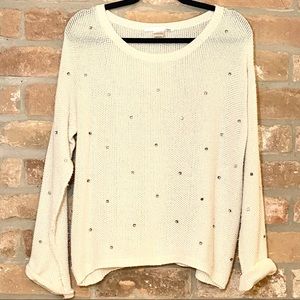 Ellison White Sweater Rhinestones - Size Large